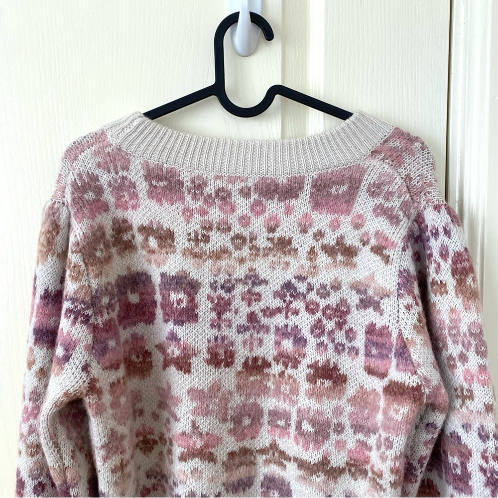 $395 LoveShackFancy Kirsten Wool/Alpaca Printed Pullover Ribbed Sweater size M - Picture 12 of 14
